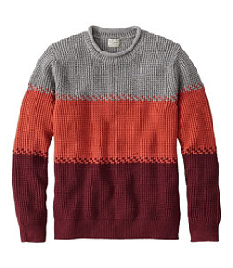 Men's Bean's Organic Cotton Rollneck Crew Sweater, Stripe Regular