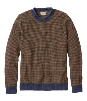 Men's Organic Cotton Waffle Sweater, Rollneck Crew, Stripe