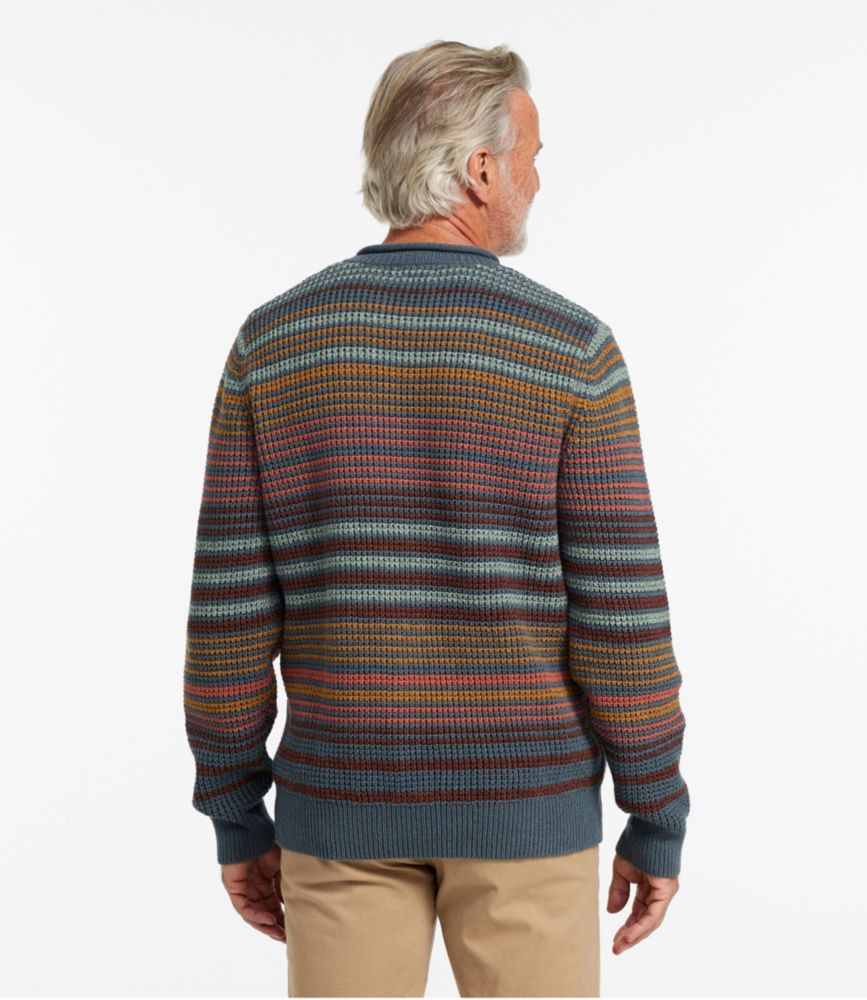 Men's Organic Cotton Waffle Sweater, Rollneck Crew, Stripe