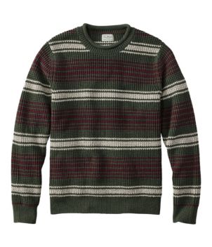 Men's Organic Cotton Waffle Sweater, Rollneck Crew, Stripe