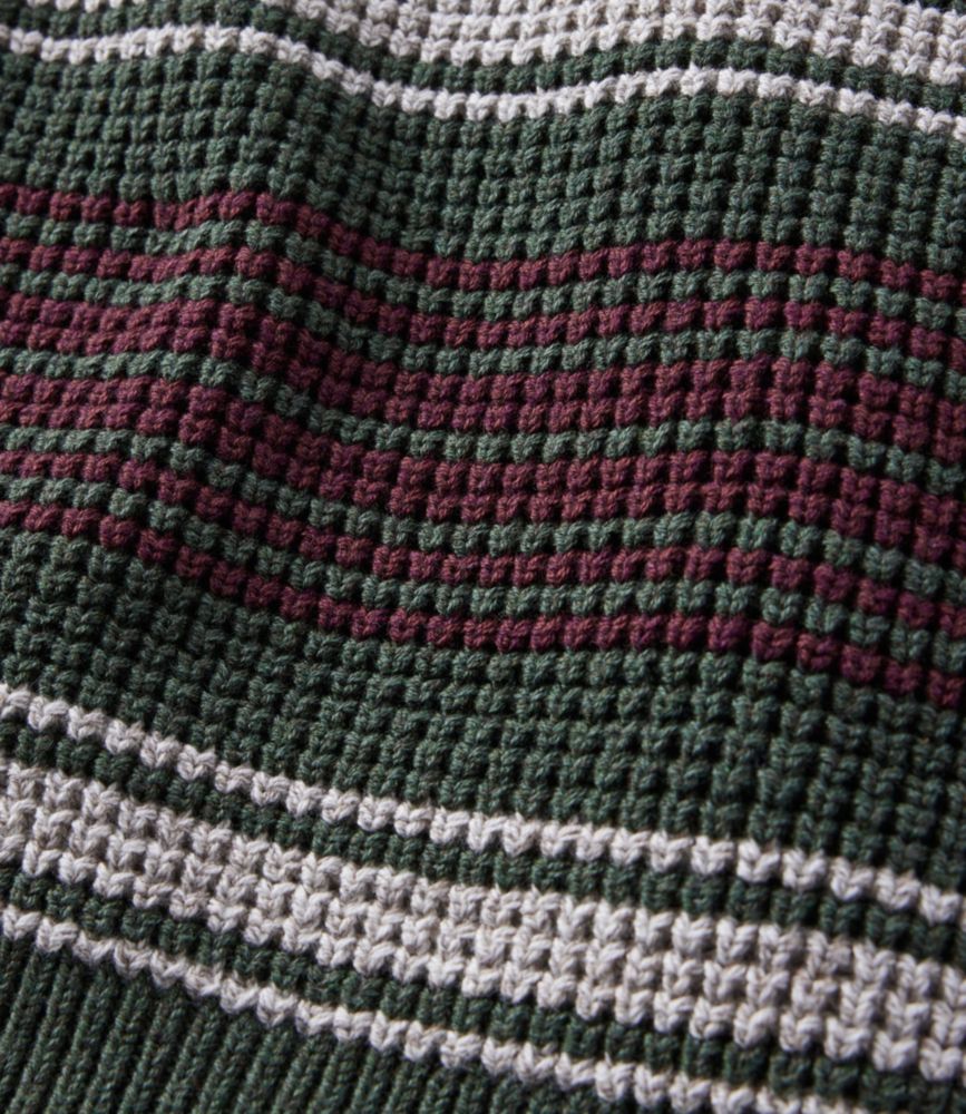 Men's Organic Cotton Waffle Sweater, Rollneck Crew, Stripe