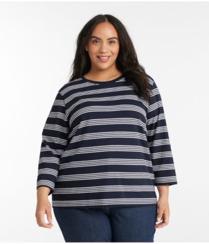 Women's Saturday T-Shirt, Crewneck Three-Quarter-Sleeve Stripe