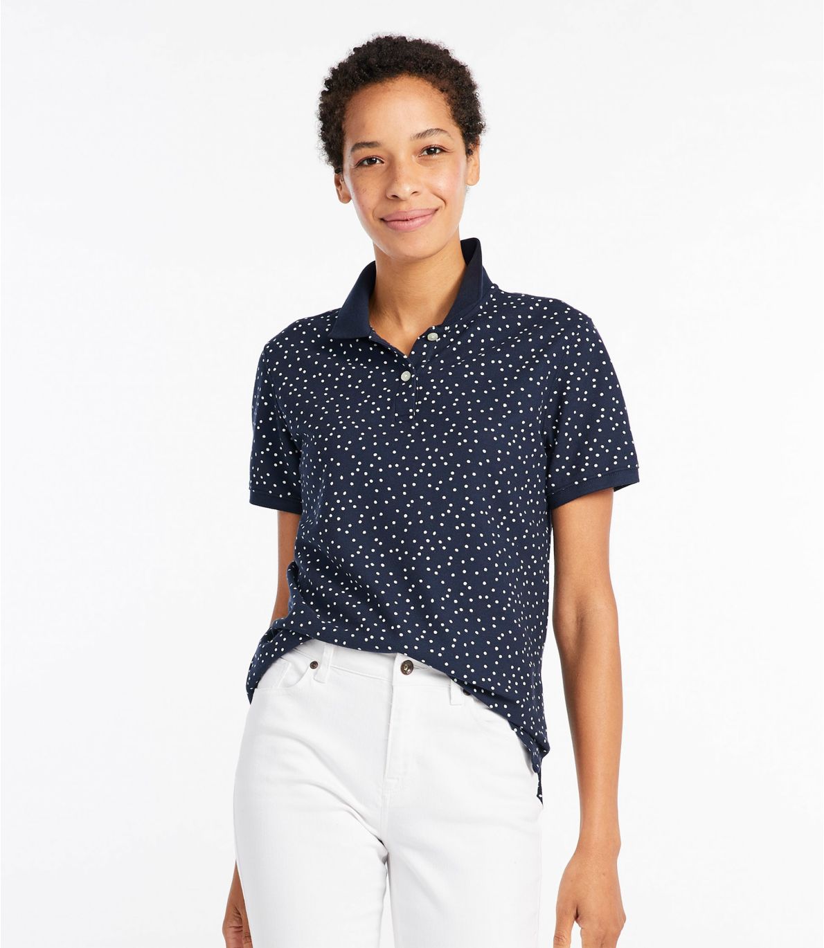 Women's Premium Double L Polo, Short-Sleeve, Relaxed Fit, Print