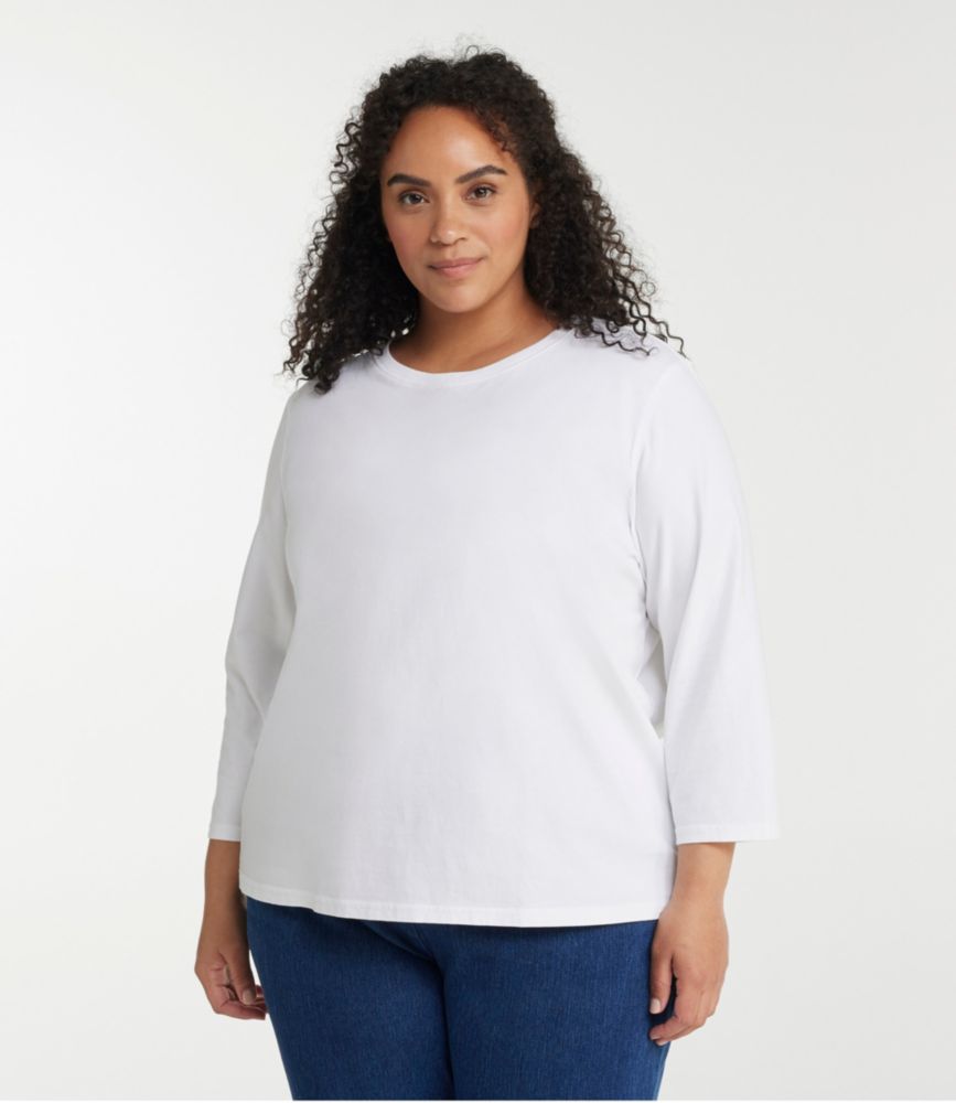 Women's Saturday T-Shirt, Crewneck Three-Quarter-Sleeve, White, small image number 2