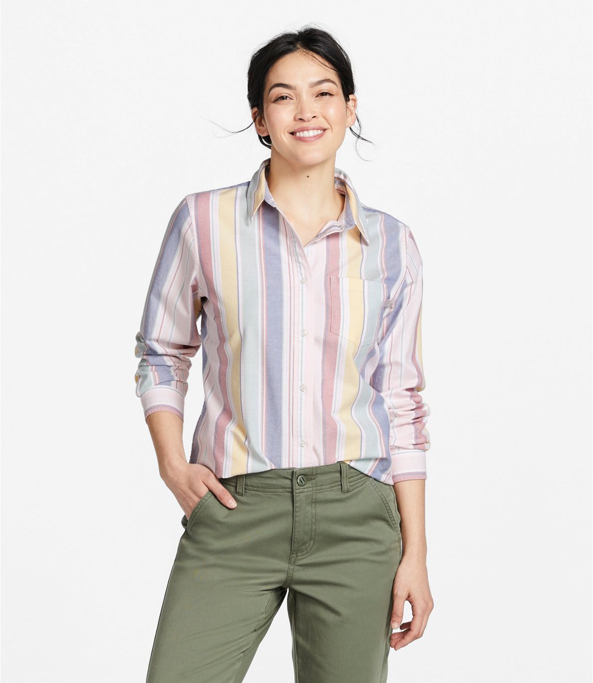 Women's Lakewashed Organic Cotton Oxford Shirt, Relaxed Stripe at L.L. Bean