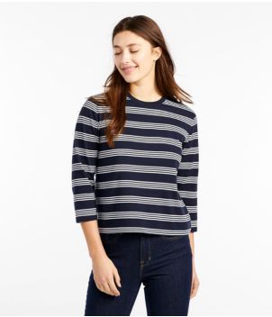 Women's Saturday T-Shirt, Crewneck Three-Quarter-Sleeve Stripe