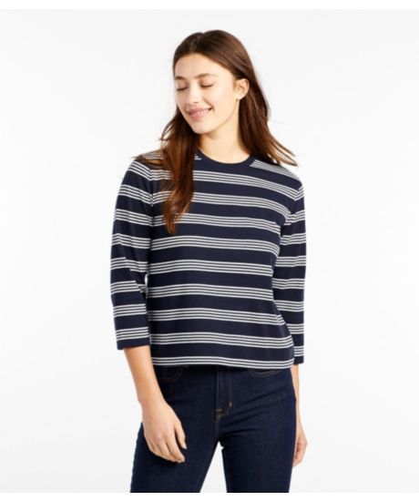 Women's Saturday T-Shirt, Crewneck Three-Quarter-Sleeve Stripe at L.L. Bean