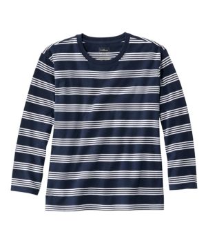 Women's Saturday T-Shirt, Crewneck Three-Quarter-Sleeve Stripe