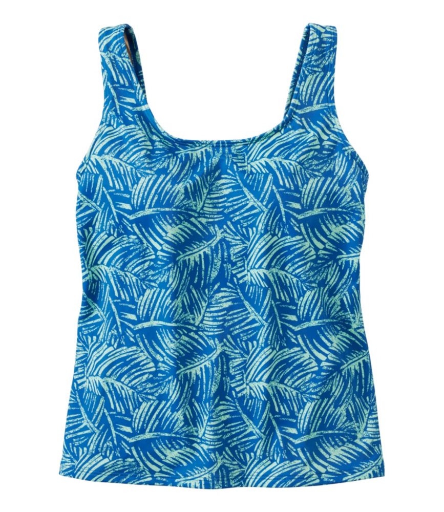Women's BeanSport Swimwear, Scoopneck Tankini Top Print, Blue Water Leaf, small image number 1