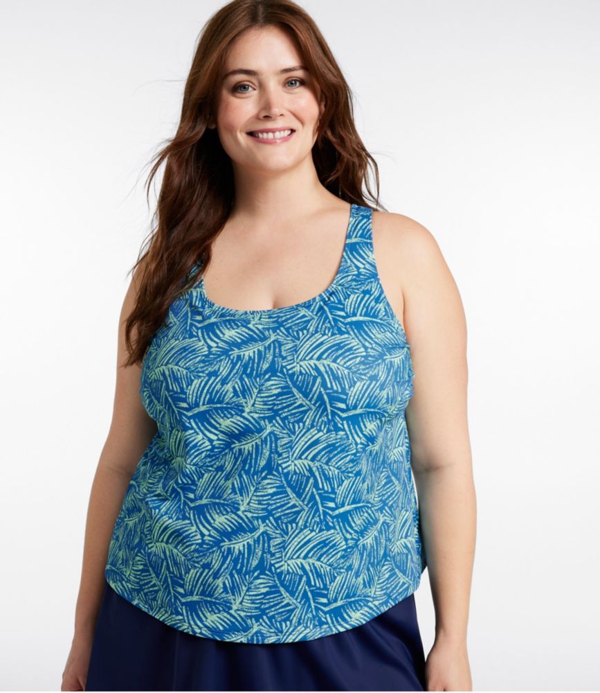 Women's BeanSport Swimwear, Scoopneck Tankini Top Print, Blue Water Leaf, small image number 2