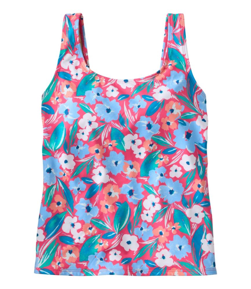 Women's BeanSport Swimwear, Scoopneck Tankini Top, Print, Ruby Coral Flowers, small image number 1