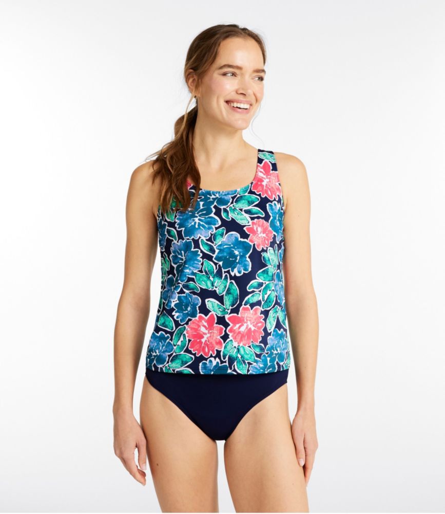 Women's BeanSport Swimwear, Scoopneck Tankini Top Print, Cobalt Petal Multi, small image number 2