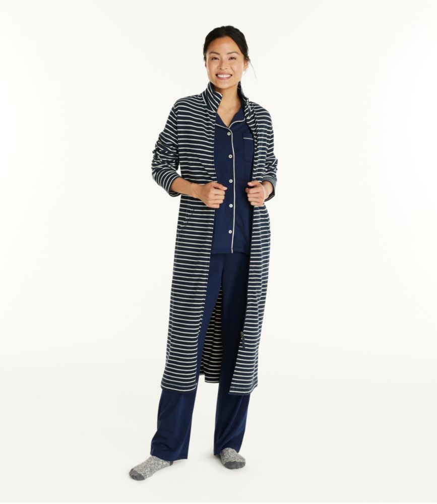 Women's Ultrasoft Sweatshirt Robe, Stripe, Classic Navy/Cream Stripe, small image number 4