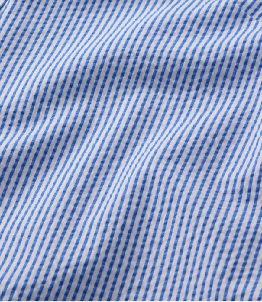 Women's Vacationland Seersucker Shirt, Short-Sleeve Popover Stripe, Bright Capri, small image number 5