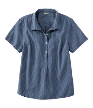 Women's Vacationland Seersucker Shirt, Short-Sleeve Popover Stripe