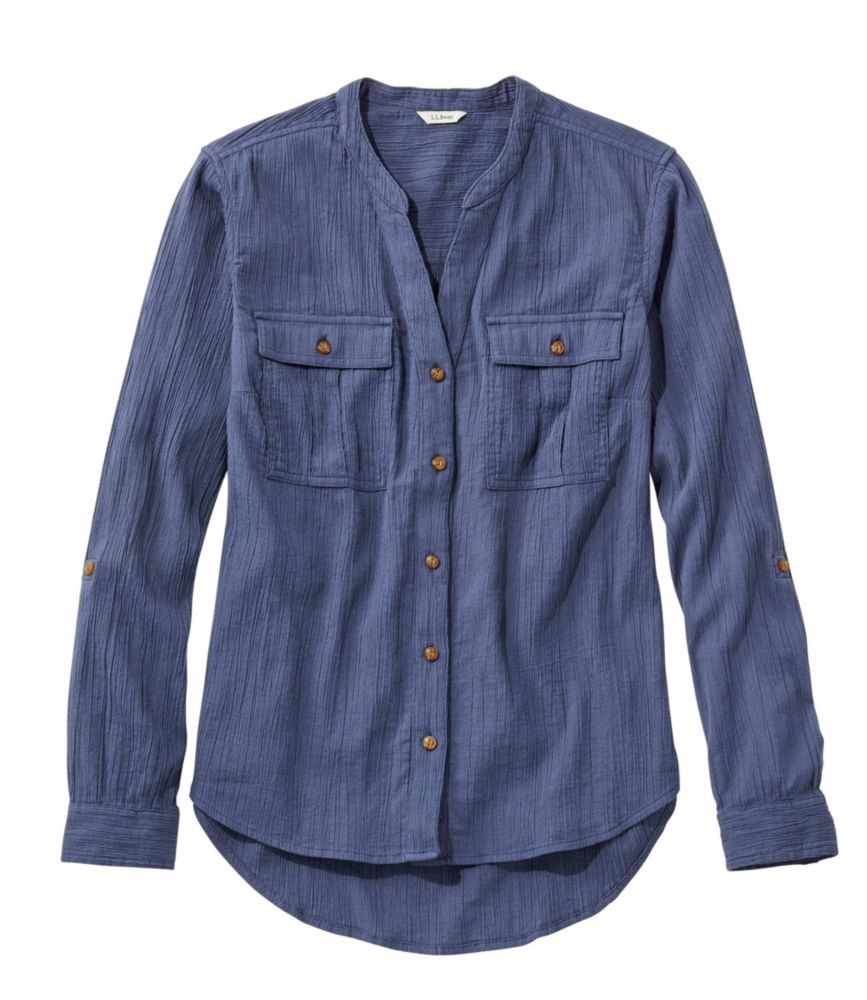 White Crinkle cuffed lightweight shirt • L main image 1