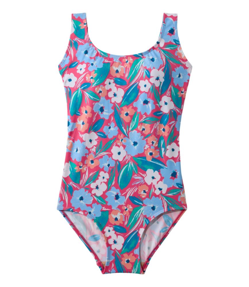 Women's BeanSport Swimwear, Scoopneck Tanksuit Print, Ruby Coral Flowers, small image number 2