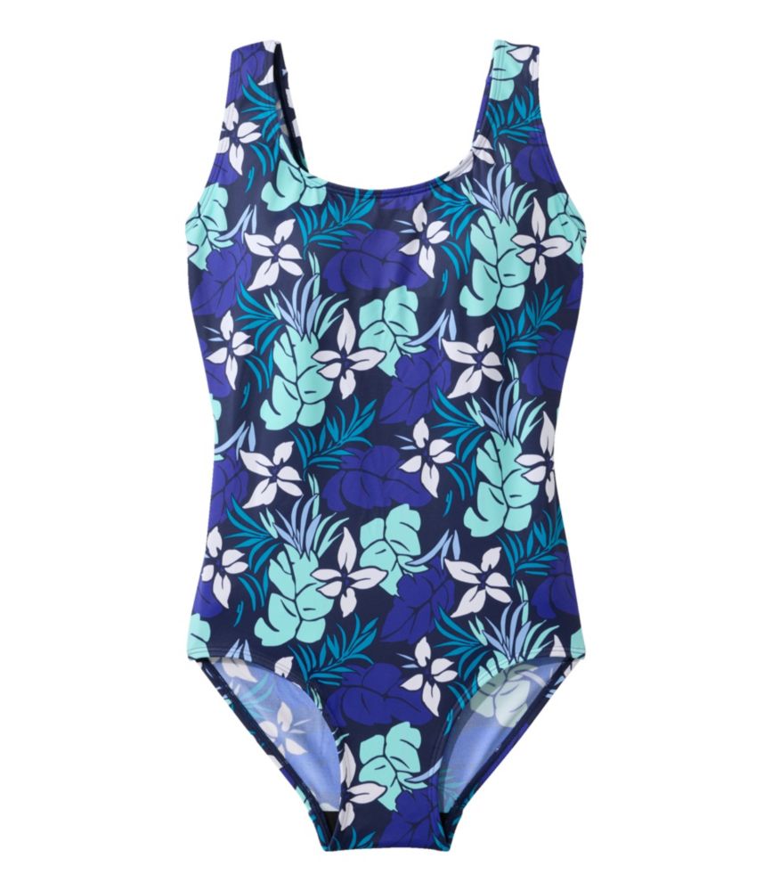 Women's BeanSport Swimwear, Scoopneck Tanksuit Print, Darkest Navy Palm Multi, small image number 1