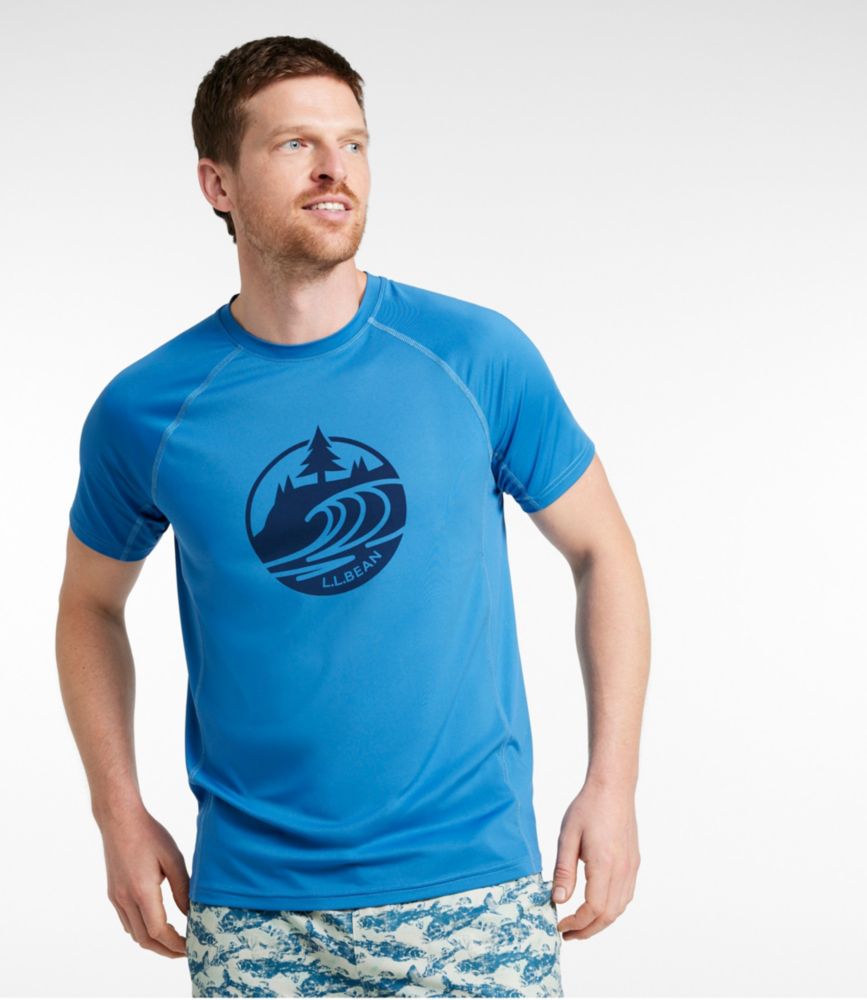 Men's Swift River Cooling Sun Shirt, Short-Sleeve Graphic, Blue Water Wave, small image number 2
