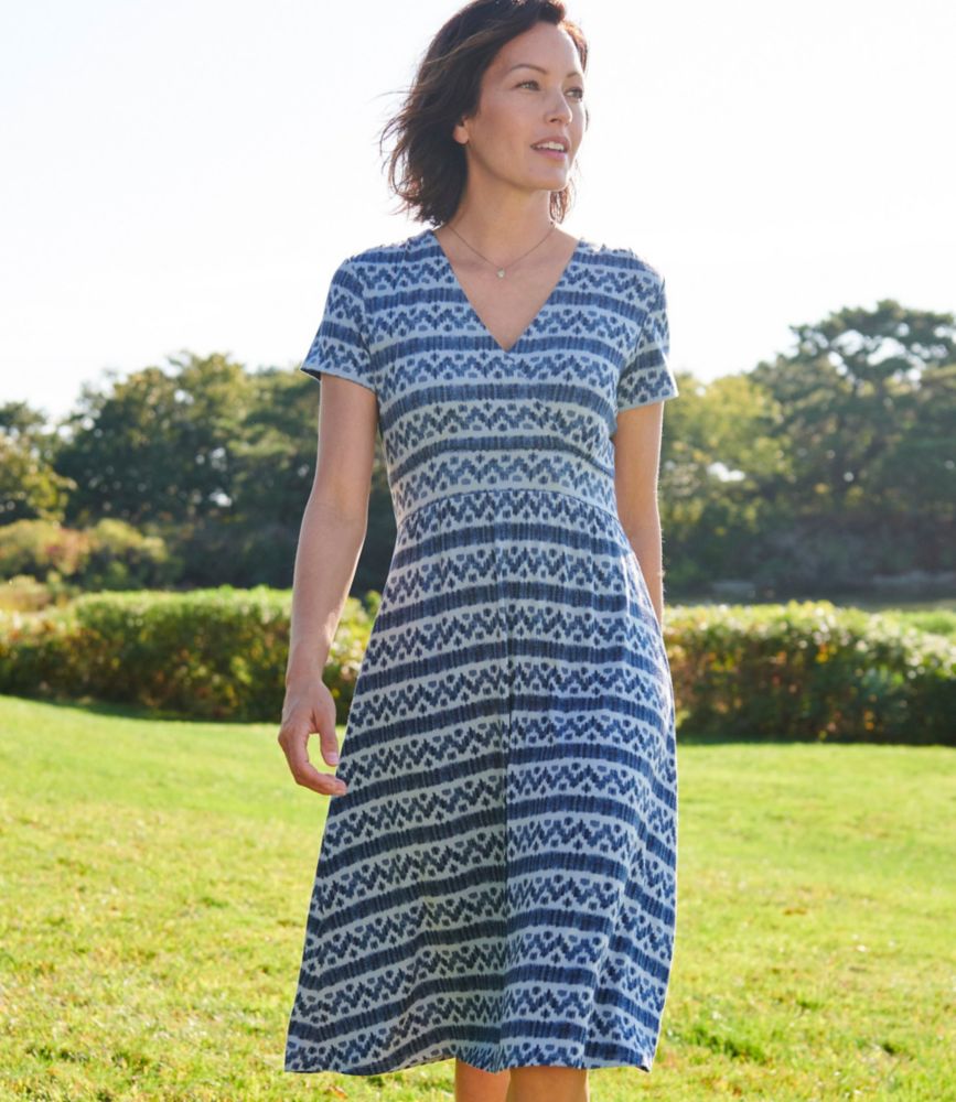 Women's Summer Knit Dress, ShortSleeve Stripe Dresses & Skirts at L