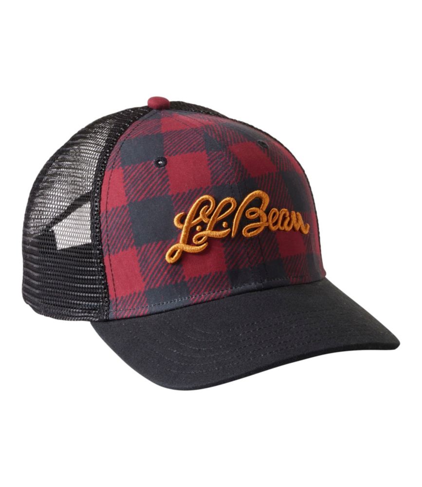 Adults' L.L.Bean Trucker Hat, Logo, Mountain Red Buffalo Plaid, small image number 1