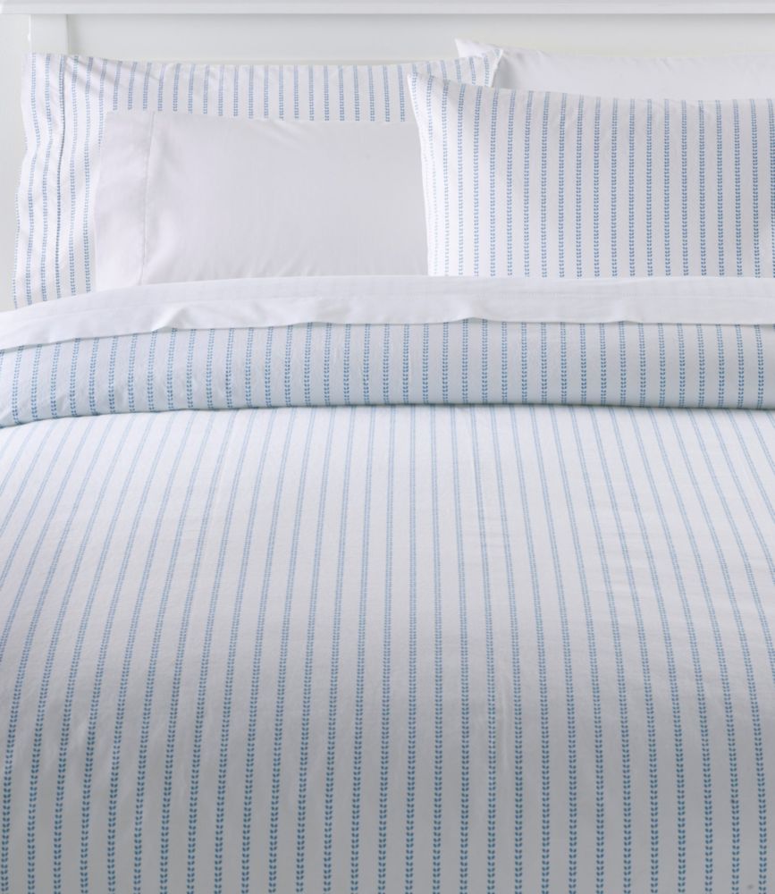 Sunwashed Percale Comforter Cover, Stripe Leaf