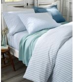 Sunwashed Percale Comforter Cover, Stripe Leaf