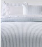 Sunwashed Percale Comforter Cover, Stripe Leaf