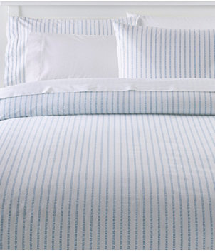 Sunwashed Percale Comforter Cover, Stripe Leaf