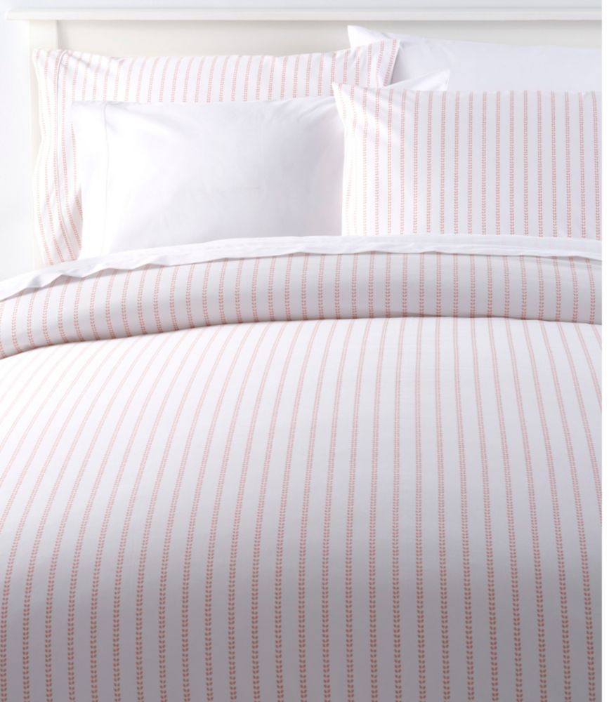 Sunwashed Percale Comforter Cover, Stripe Leaf