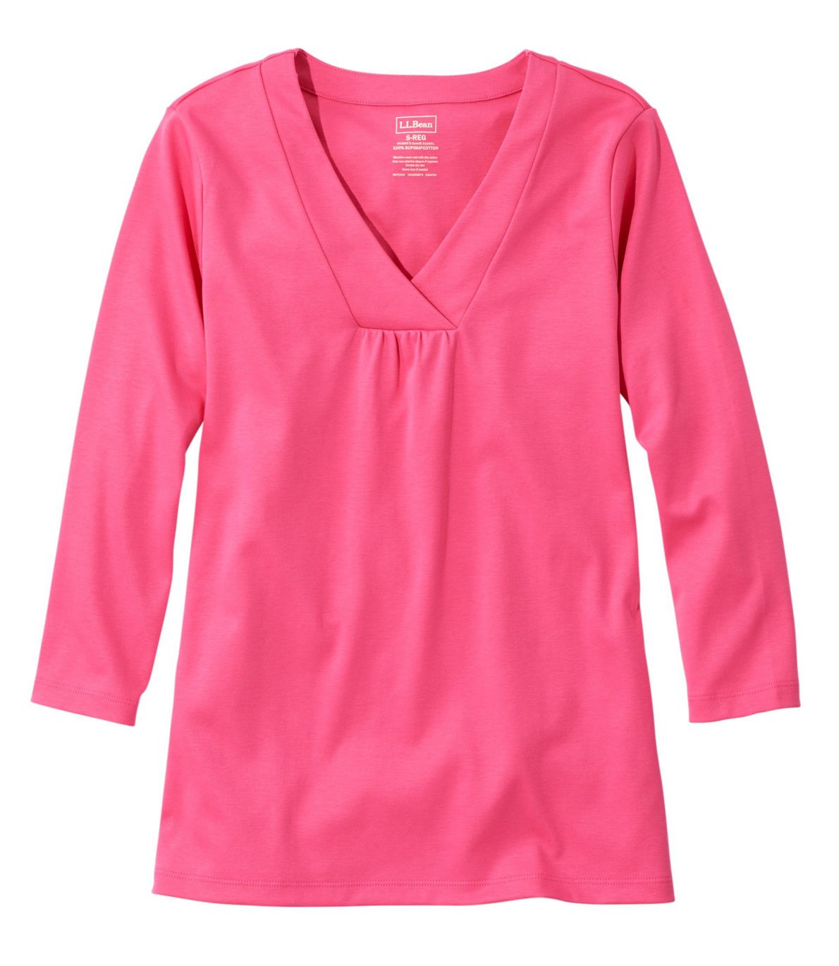 Women's Pima Cotton Tee, Soft VNeck, ThreeQuarter Sleeve at L.L. Bean