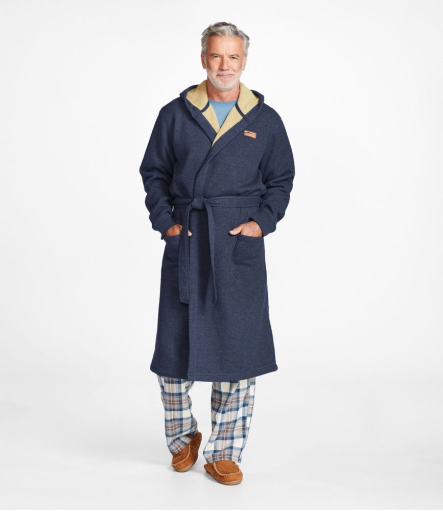 Men's Bonded Waffle Fleece Robe, Hooded, , small image number 2