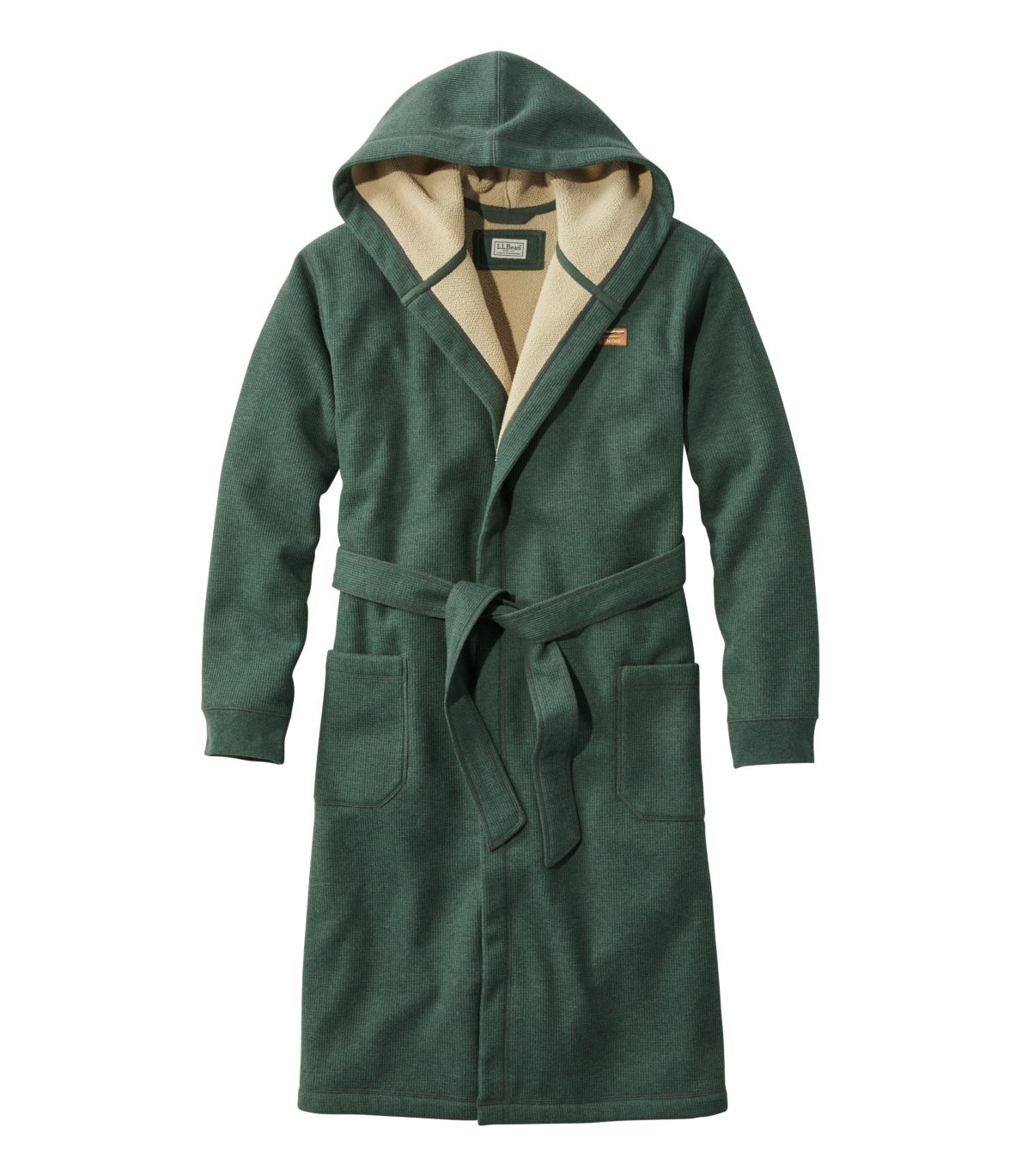 Men's Bonded Waffle Fleece Robe, Hooded at L.L. Bean