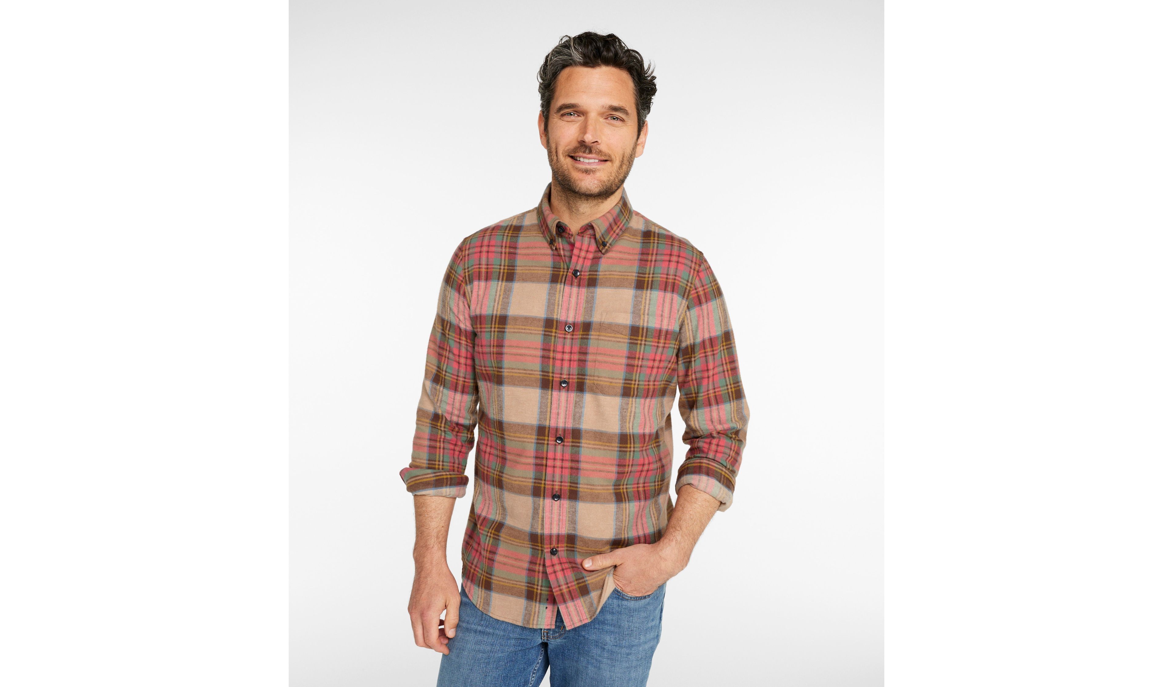 Men's Scotch Plaid Flannel Shirt, Slim Fit