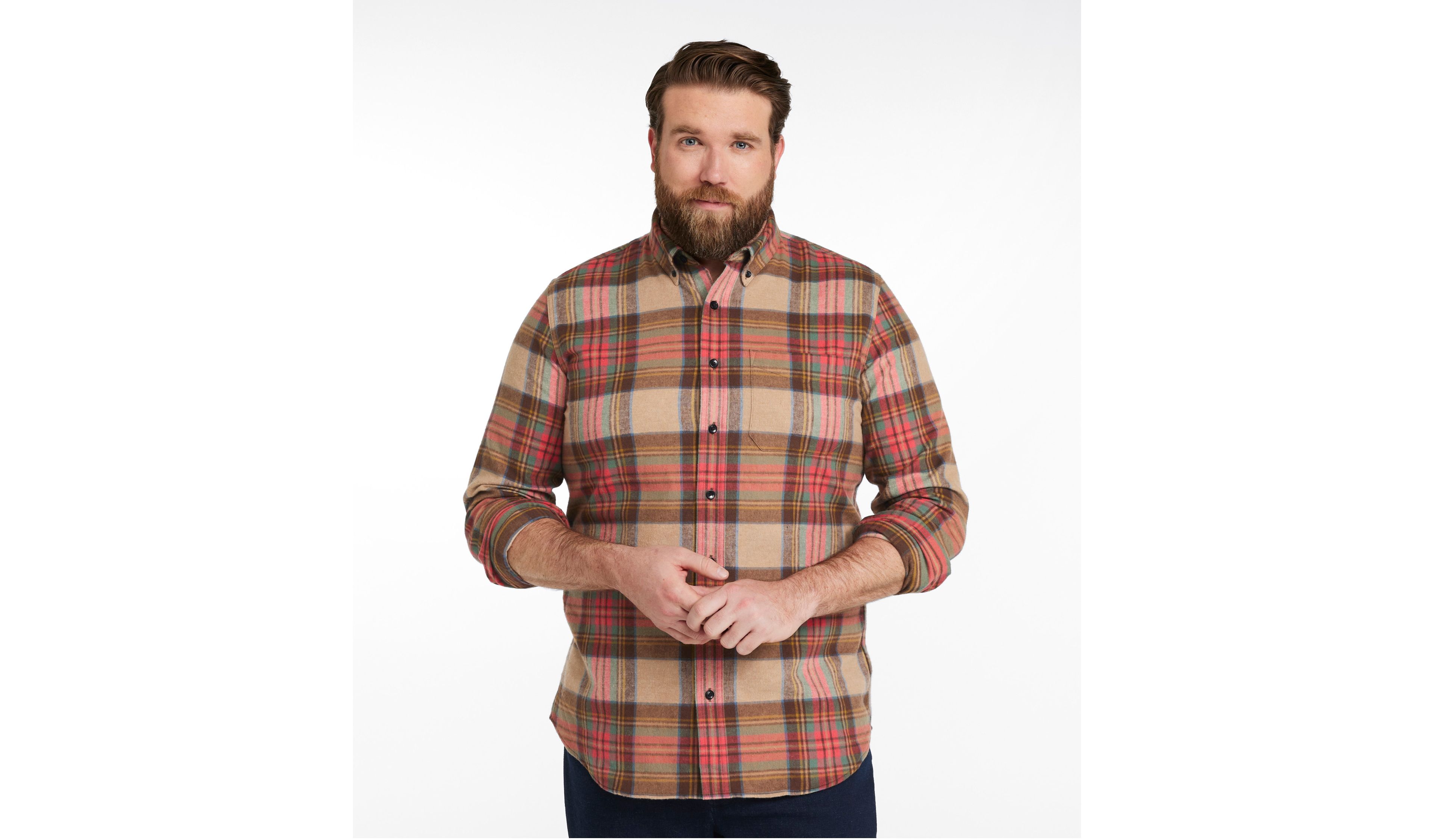 Men's Scotch Plaid Flannel Shirt, Slim Fit