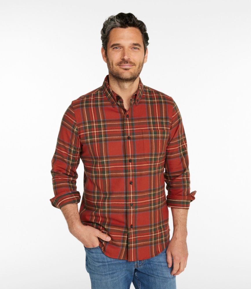 Men's Scotch Plaid Flannel Shirt, Slim Fit Material is a little thicker than a standard flannel