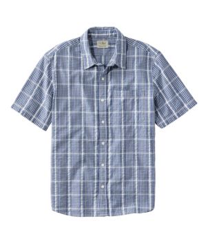 Men's Organic Cotton Seersucker Shirt, Short-Sleeve, Slightly Fitted, Plaid