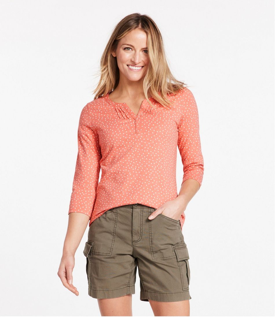 Split Neck Blouse, Short Sleeve, Green, Sustainable Women's Clothing