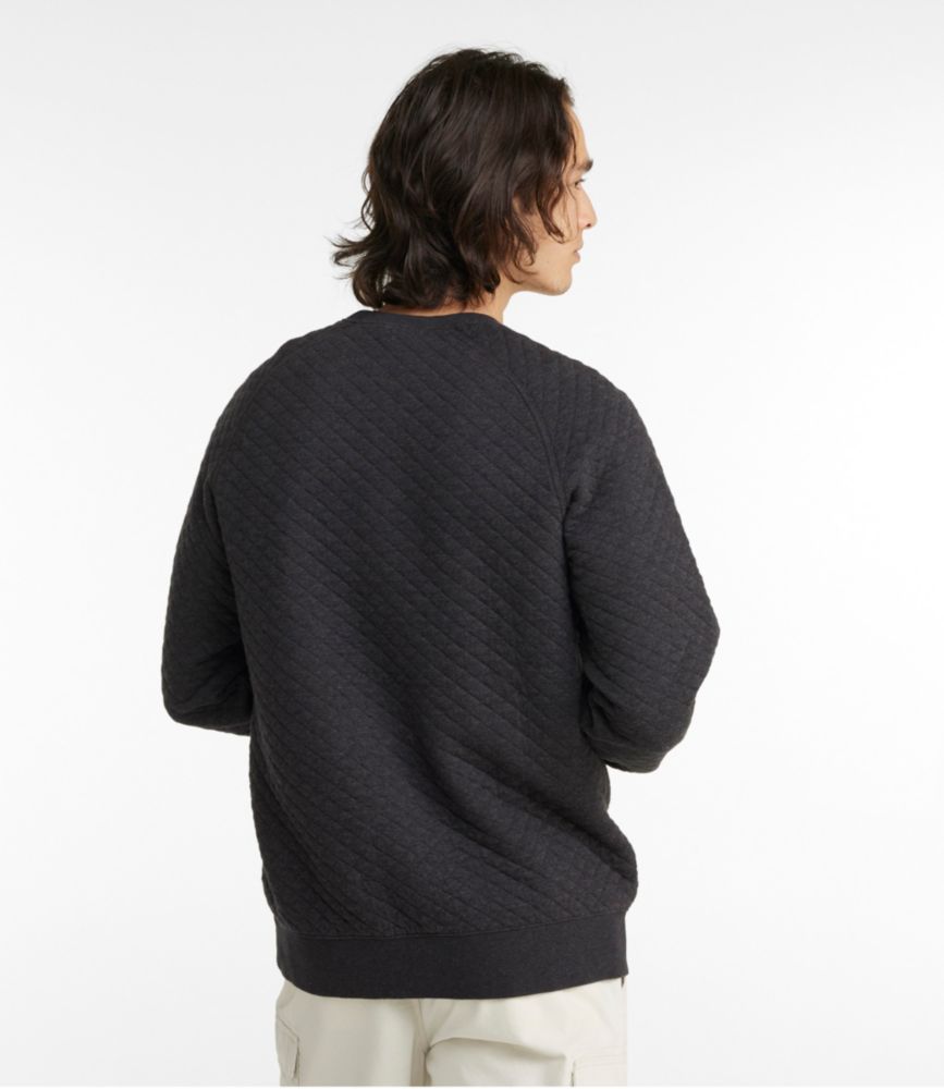 Men's Quilted Sweatshirt, Crewneck, Indigo Heather, small image number 3