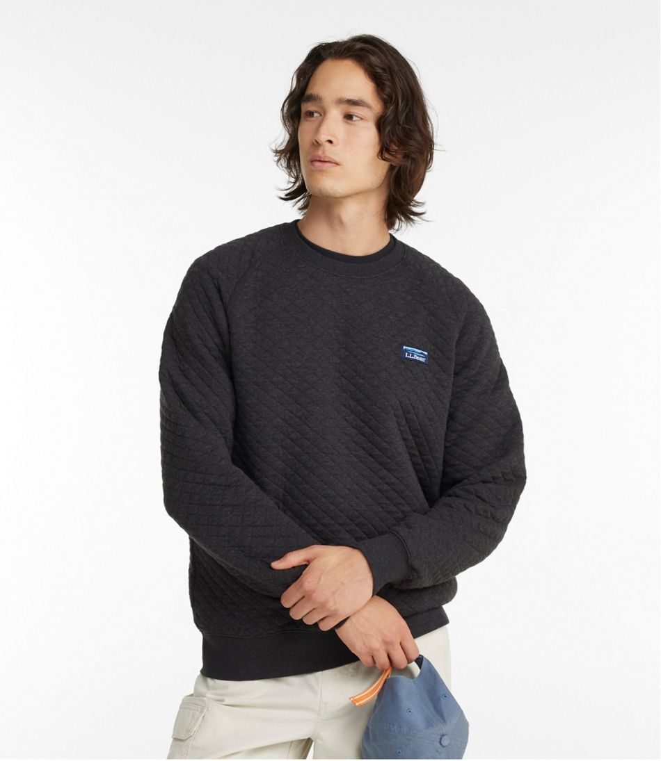 Men's L.L.Bean Quilted Crewneck Sweatshirt Large Dark Charcoal Heather