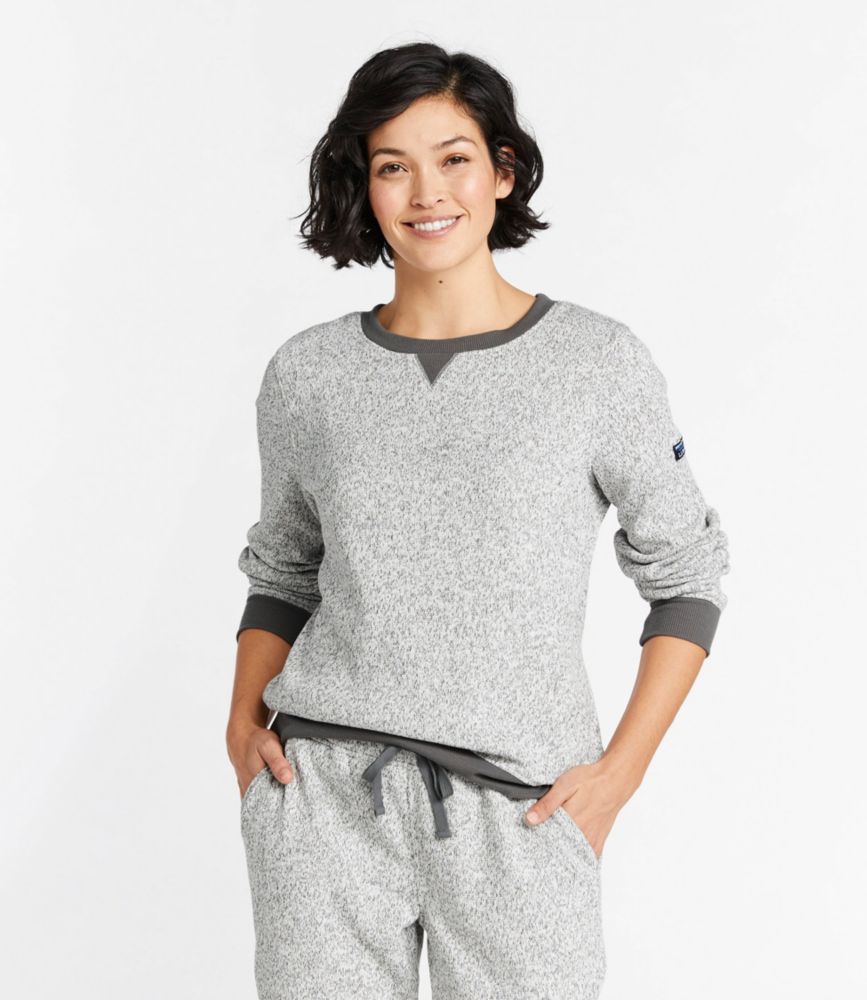 Women's Lightweight Sweater Fleece Top, Light Gray Heather, small image number 2