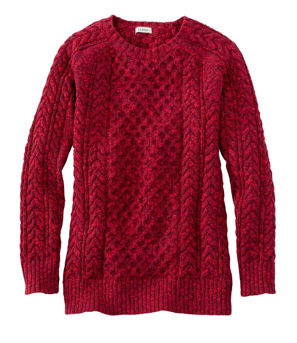 Women's Cotton Ragg Sweater, Cable Crewneck