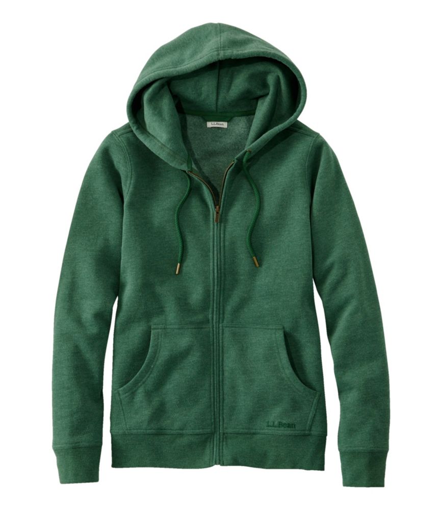 Women's L.L.Bean 1912 Sweatshirt, Full-Zip Hooded Classic Navy Large, Polyester Cotton Blend/Metal, Regular