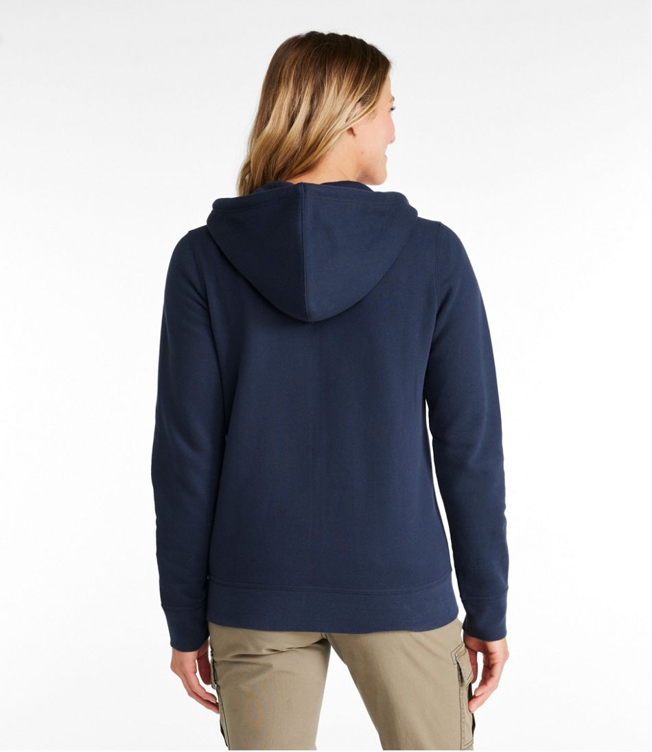Women's L.L.Bean 1912 Sweatshirt, Full-Zip Hooded Classic Navy Large, Polyester Cotton Blend/Metal, Regular