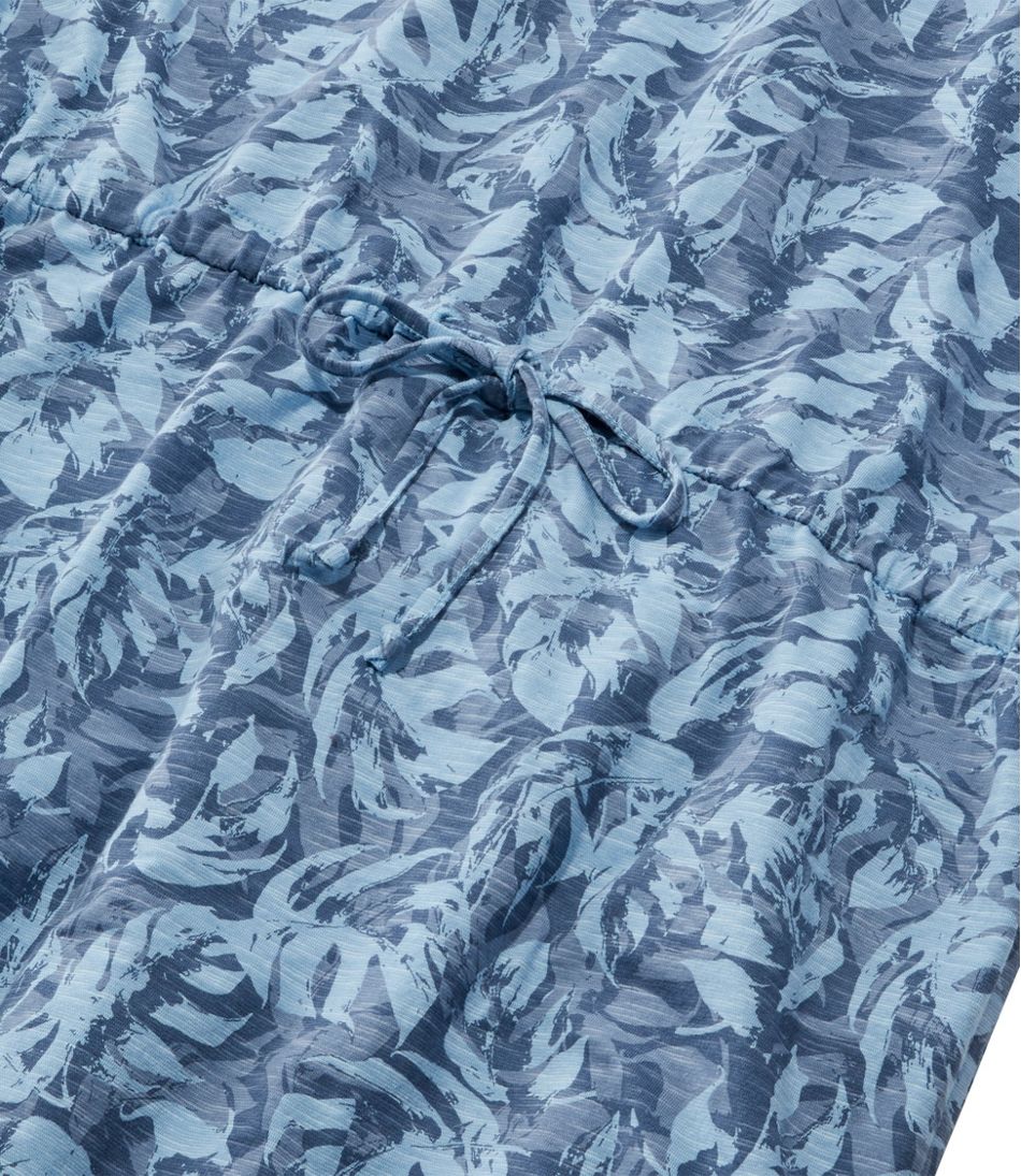 Women's Cotton/Tencel Slub Dress, Short-Sleeve Tie-Front Print