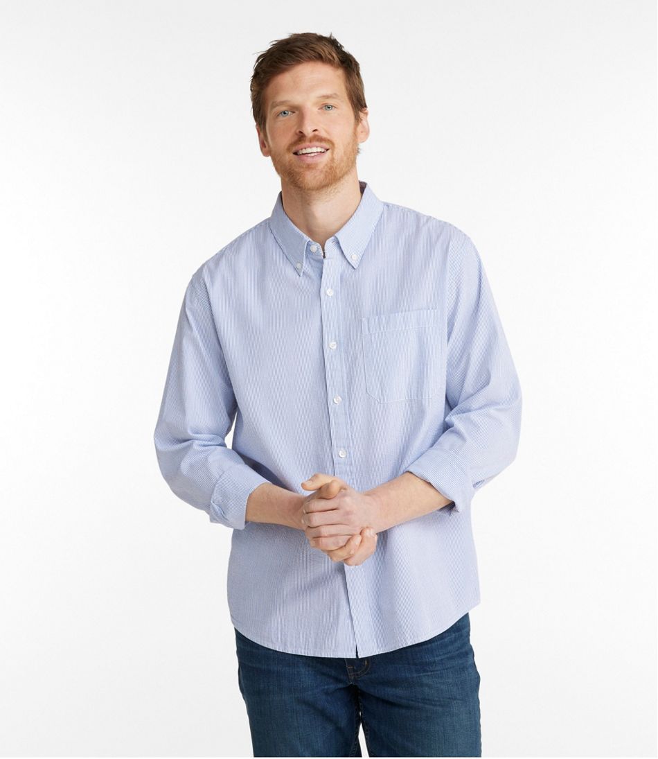 Men's Organic Cotton Seersucker Shirt, Long-Sleeve, Traditional Fit ...