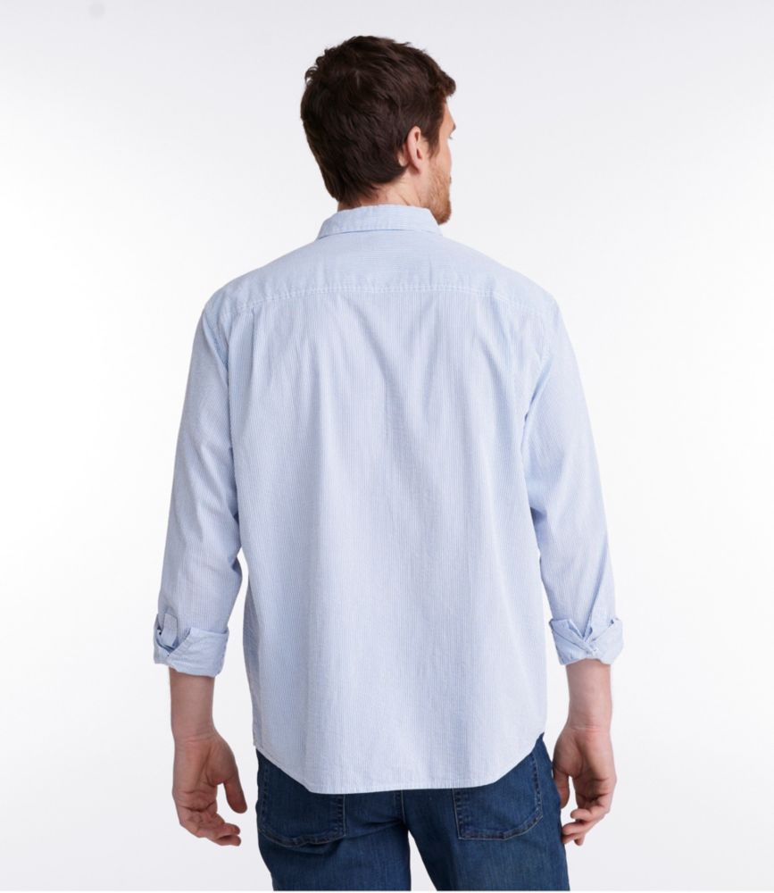 Men's Organic Cotton Seersucker Shirt, Long-Sleeve, Traditional Fit, Stripe, , small image number 3