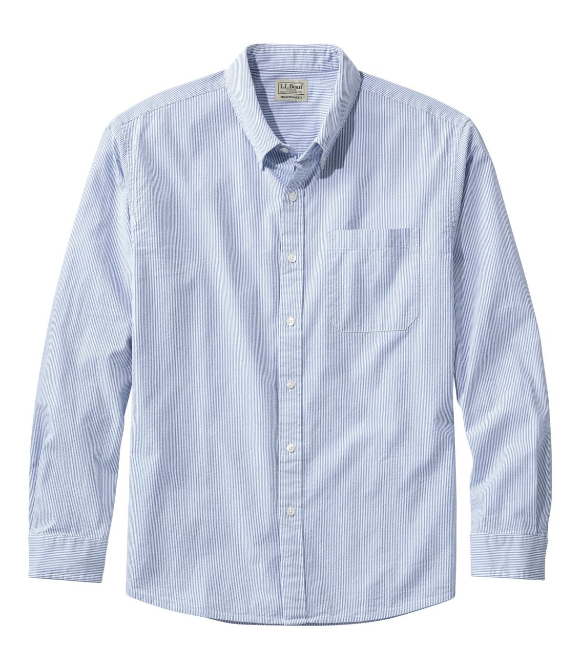 Men's Organic Cotton Seersucker Shirt, LongSleeve, Traditional Fit