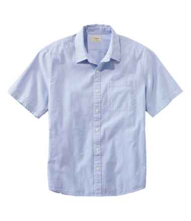 Men's Organic Seersucker Shirt, Short-Sleeve, Slightly Fitted, Stripe