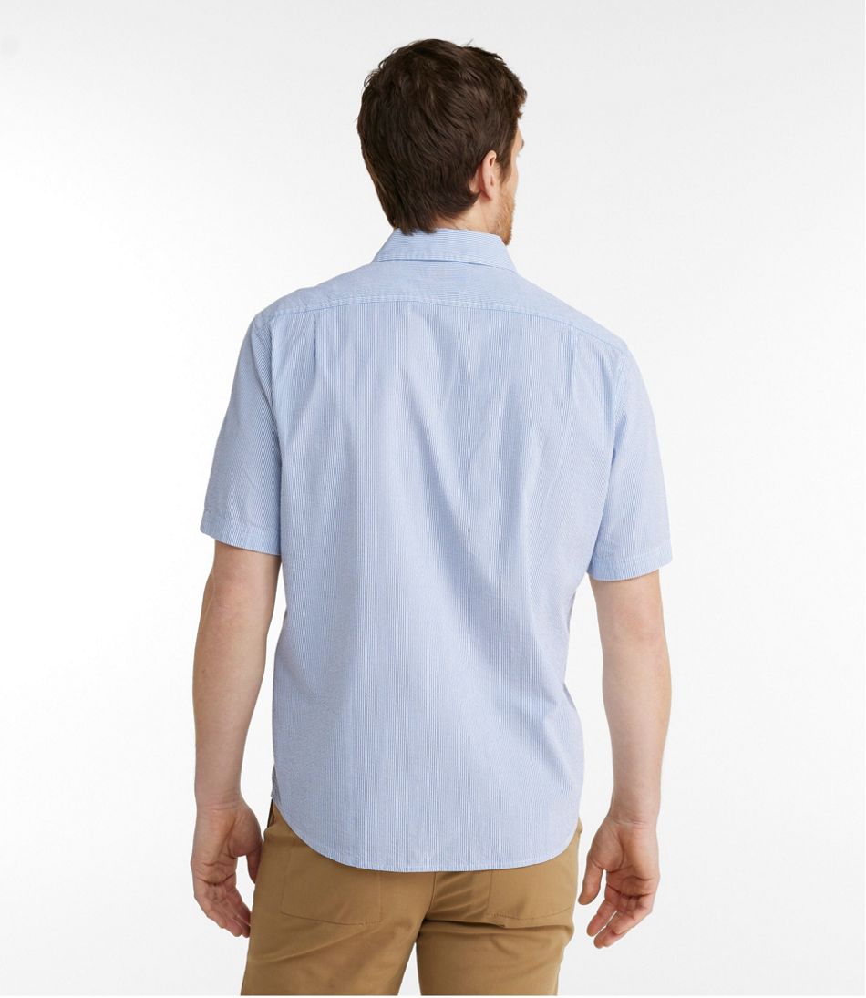 Men's Organic Seersucker Shirt, Short-Sleeve, Slightly Men's Organic Seersucker Shirt, Short-Sleeve, Slightly